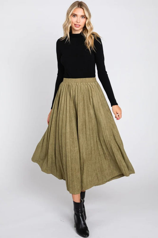 Willow Pleated Brushed Skirt