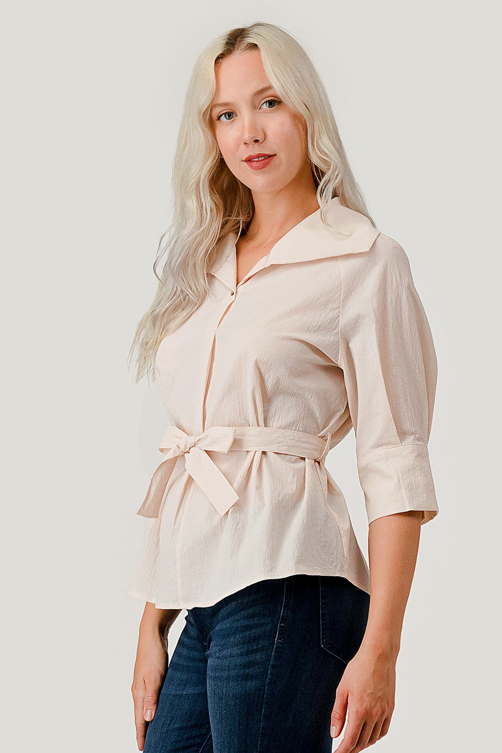 Blush Tie-Waist Blouse