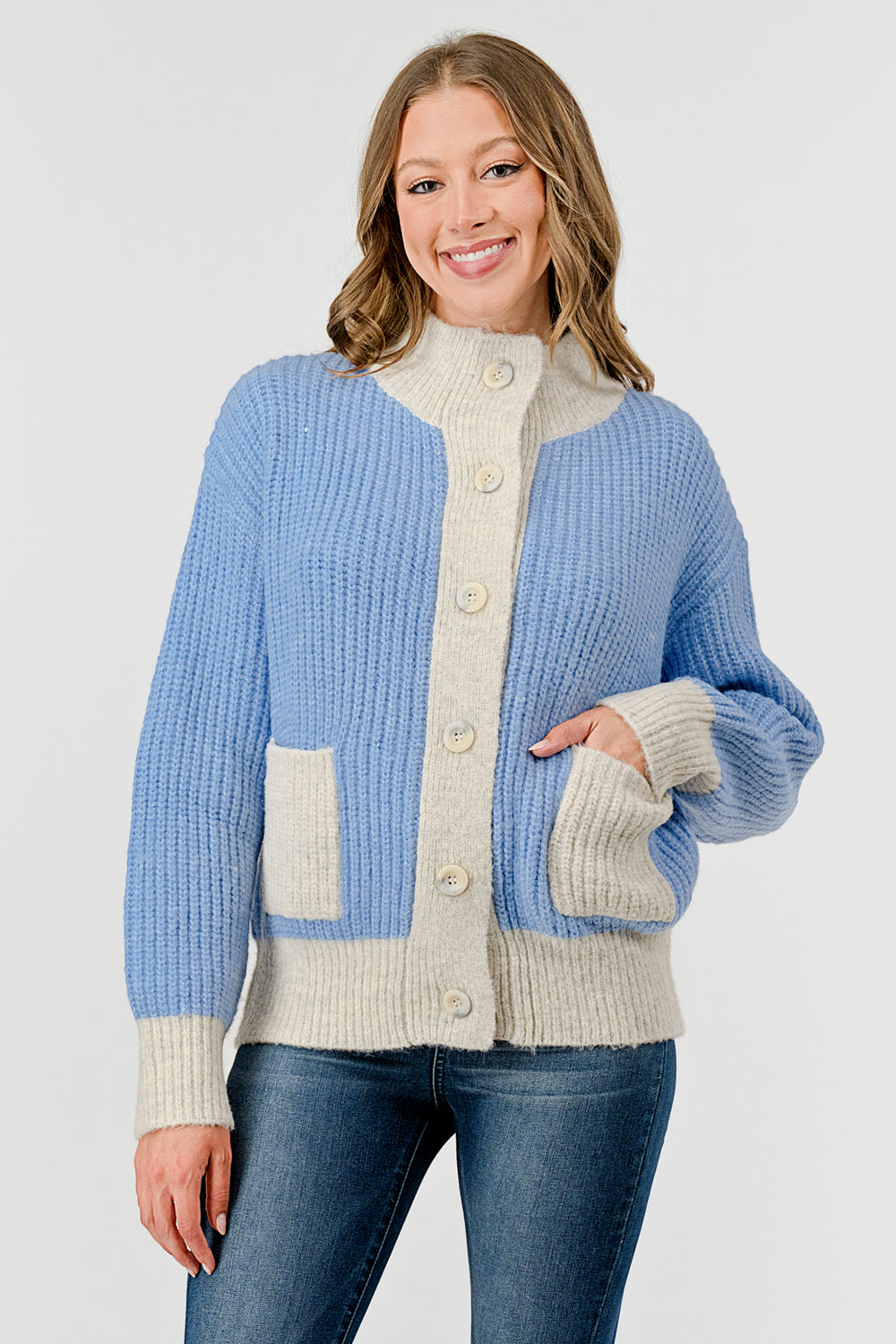 Periwinkle & Cream Knit Cardigan