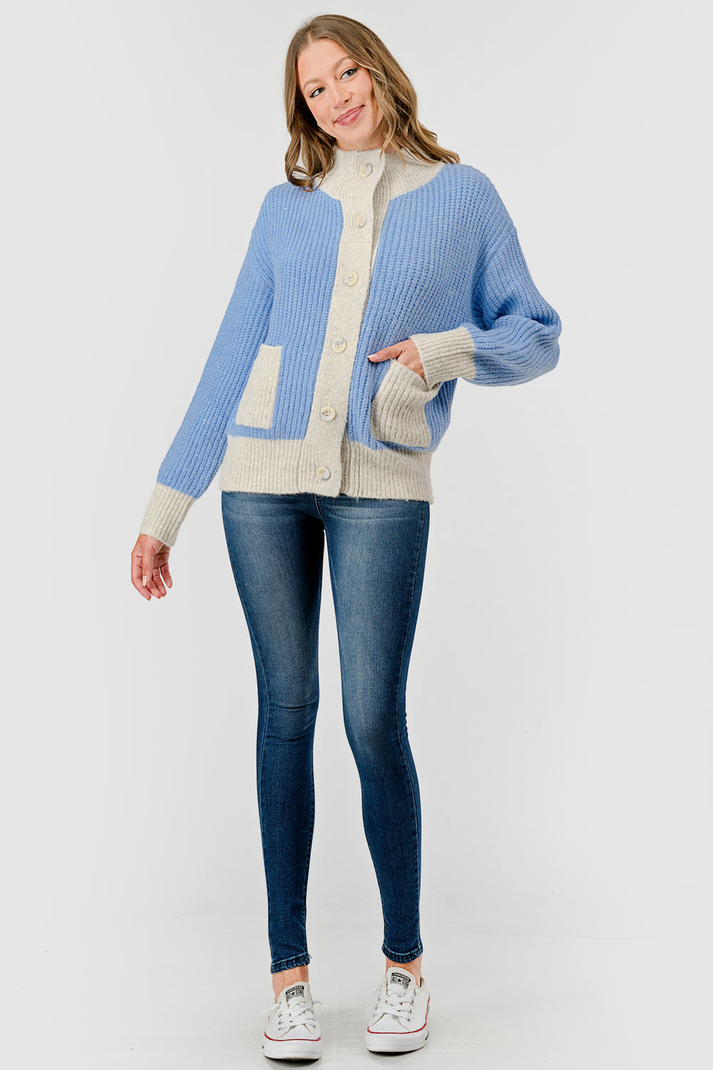 Periwinkle & Cream Knit Cardigan