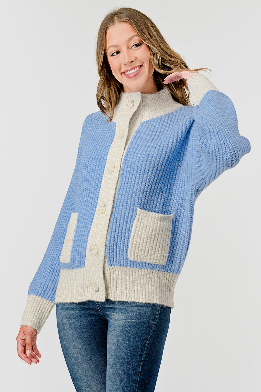 Periwinkle & Cream Knit Cardigan